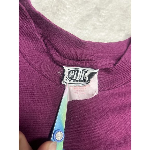 Vtg 90s I Dig Sports, Single Stitch Maroon Tiki Beach Graphic T-Shirt Size Large - Picture 5 of 8